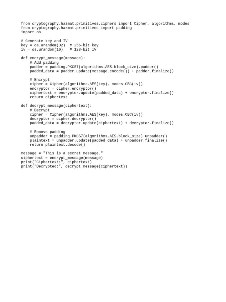 Cryptography - AES Encryption And Decryption | PDF
