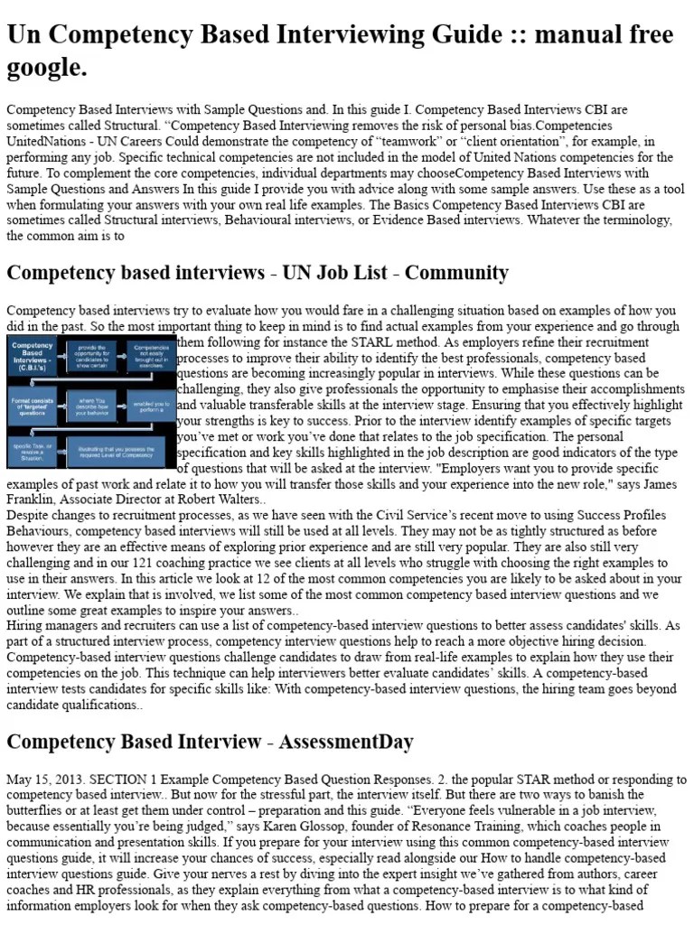 Un Competency Based Interviewing Guide | PDF | Job Interview | Recruitment
