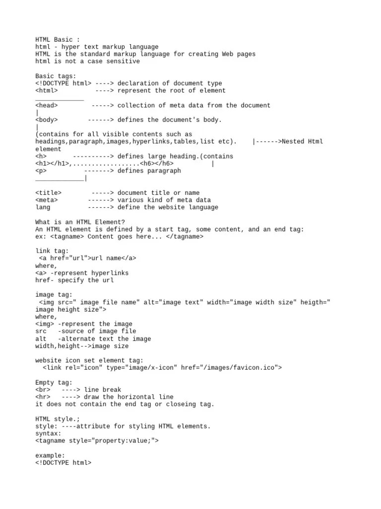 HTML Basic | PDF | Html Element | Html