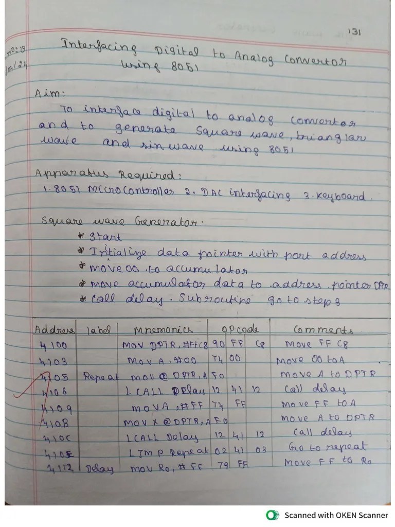 Interfacing Digital To Analog Convertor Using 8051 | PDF