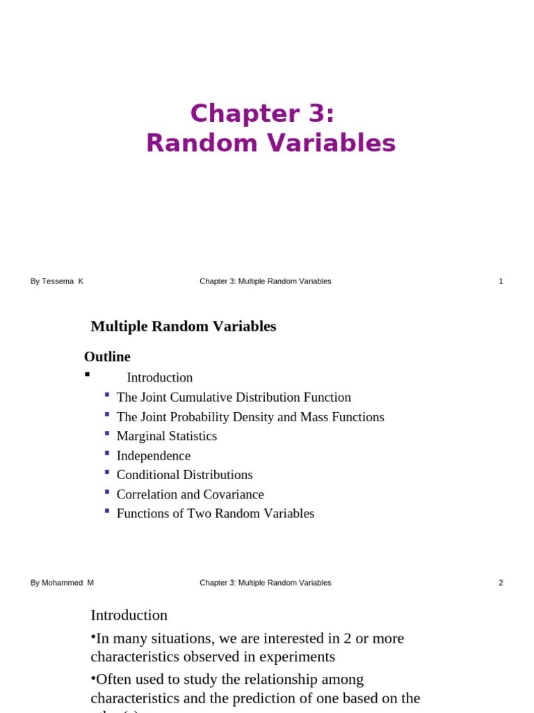 Multiple Random Variables Guide | PDF | Probability Distribution ...