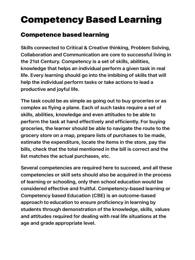 Competency Based Learning — Vikaspedia | PDF | Educational Assessment ...