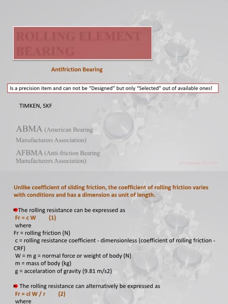 Design Of Machine Elements Slides | PDF | Bearing (Mechanical) | Viscosity