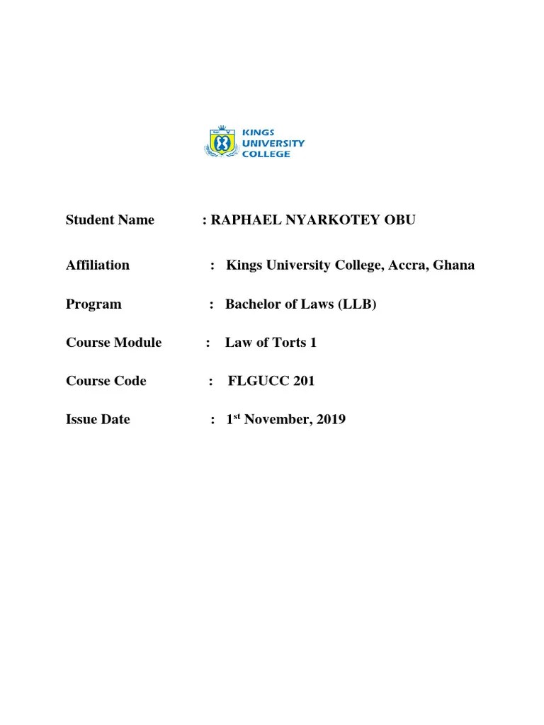 Tort 1 Assignment | PDF | Trespass | Civil Law (Legal System)