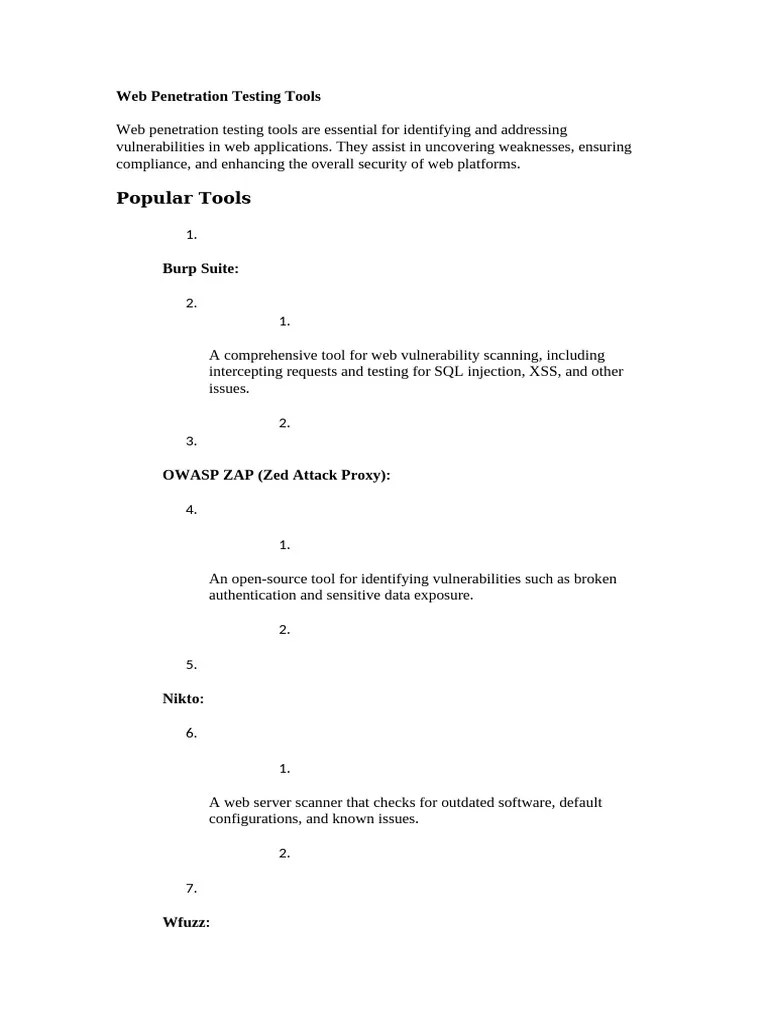 Web Penetration Testing Tools | PDF