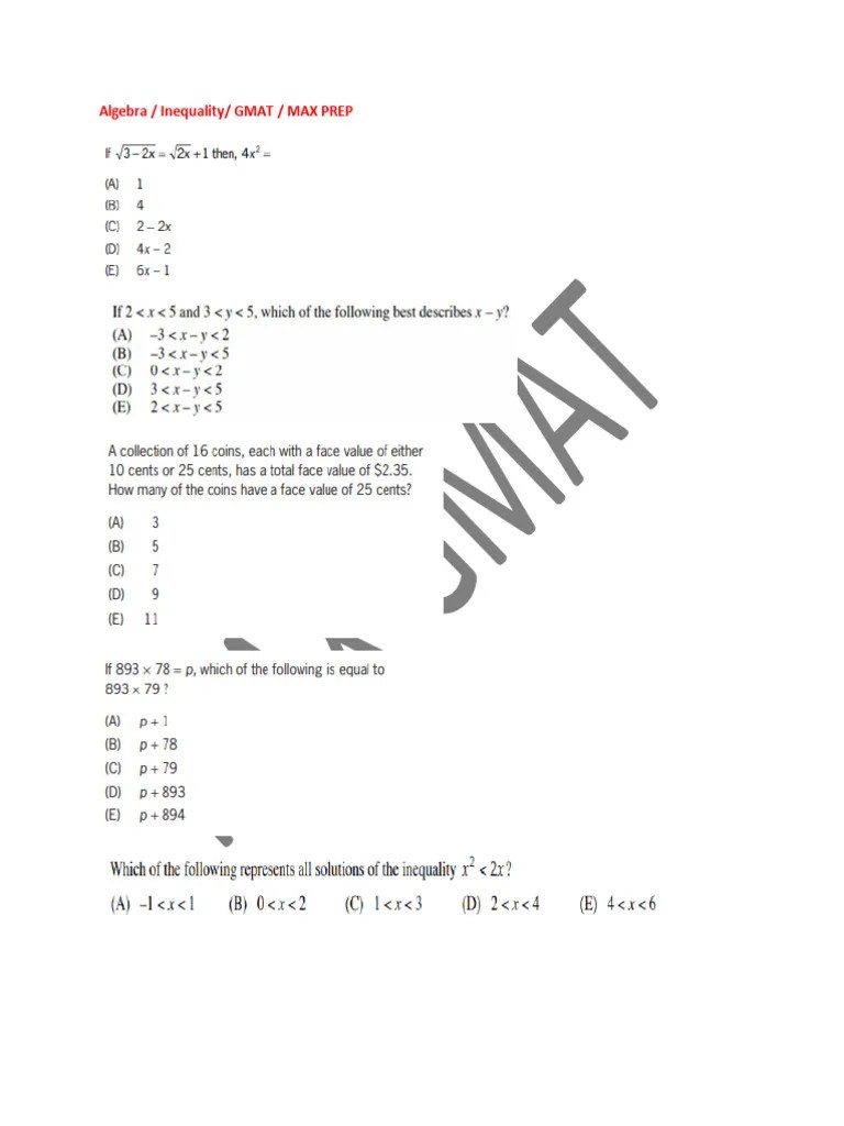 Gmat Algebra Pdf