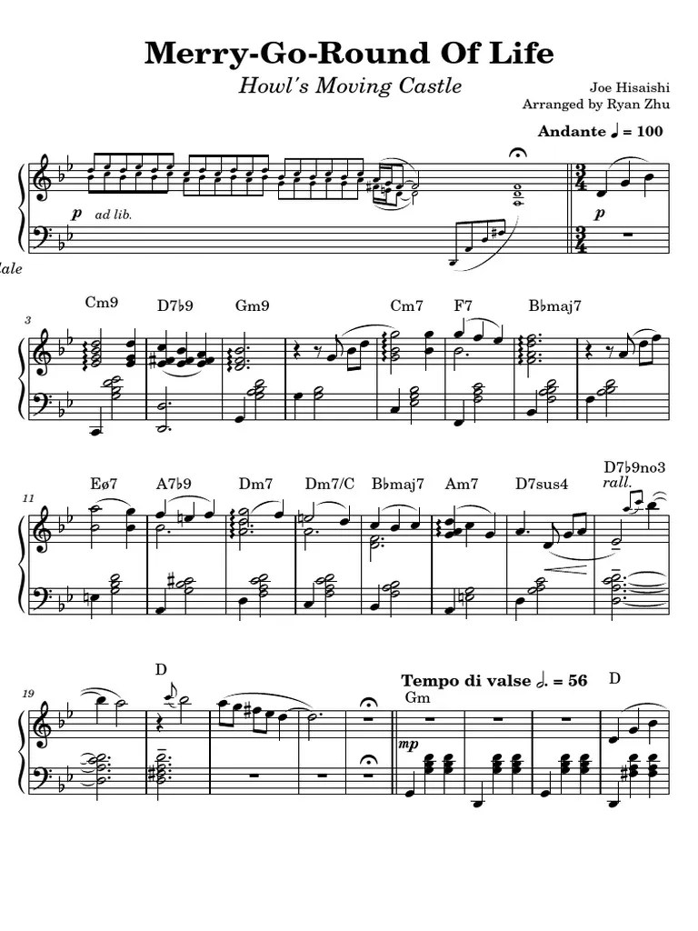 Merry_Go_Round_of_Life_Howls_Moving_Castle_Advanced_Piano_Arrangement | PDF | Poetics | Musical ...