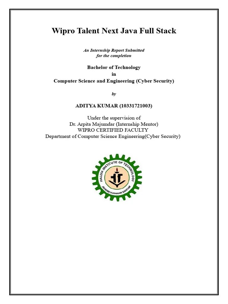 Wipro Internship Report | PDF | Model–View–Controller | Databases