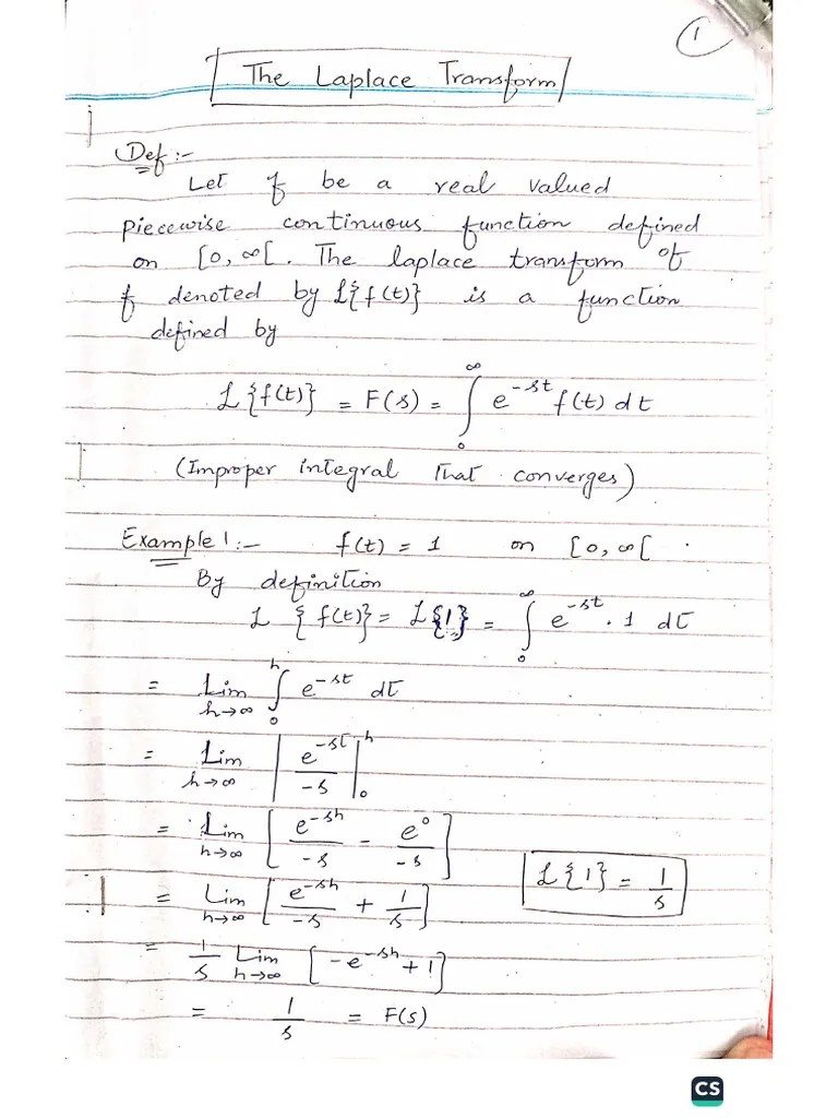 Laplace Transform Lecture 1 | PDF