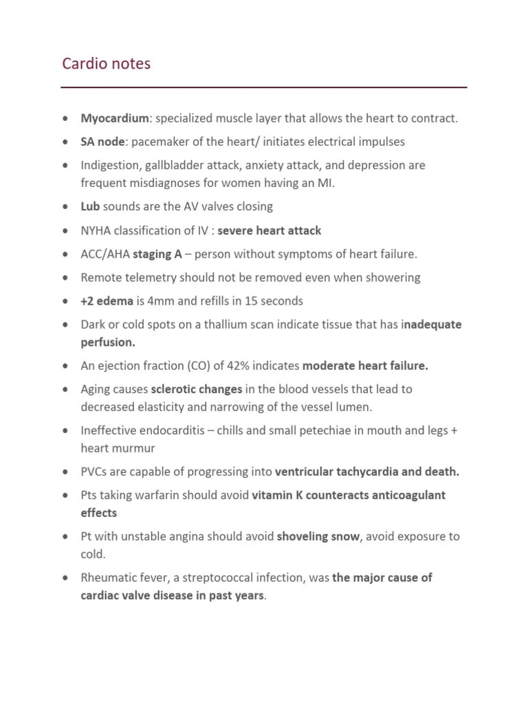 Cardio Notes | PDF