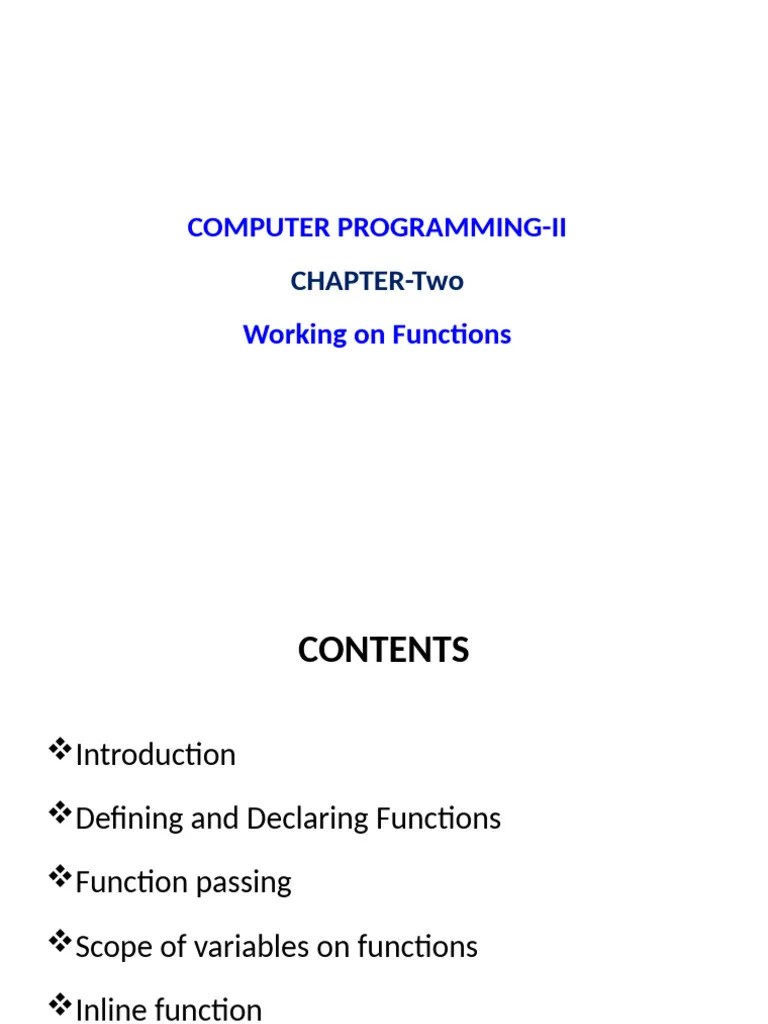 CHapter 2 Function | PDF | Parameter (Computer Programming) | Systems ...