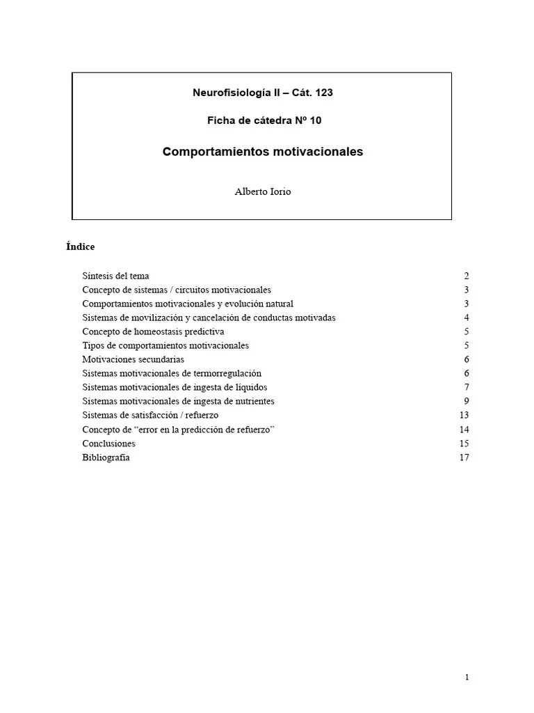 Ficha Nº 10 - Comportamientos Motivacionales | PDF | Hipotálamo ...