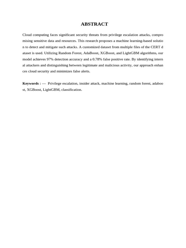 Privilege Escalation Attack Detection And Mitigation In Cloud Using ...