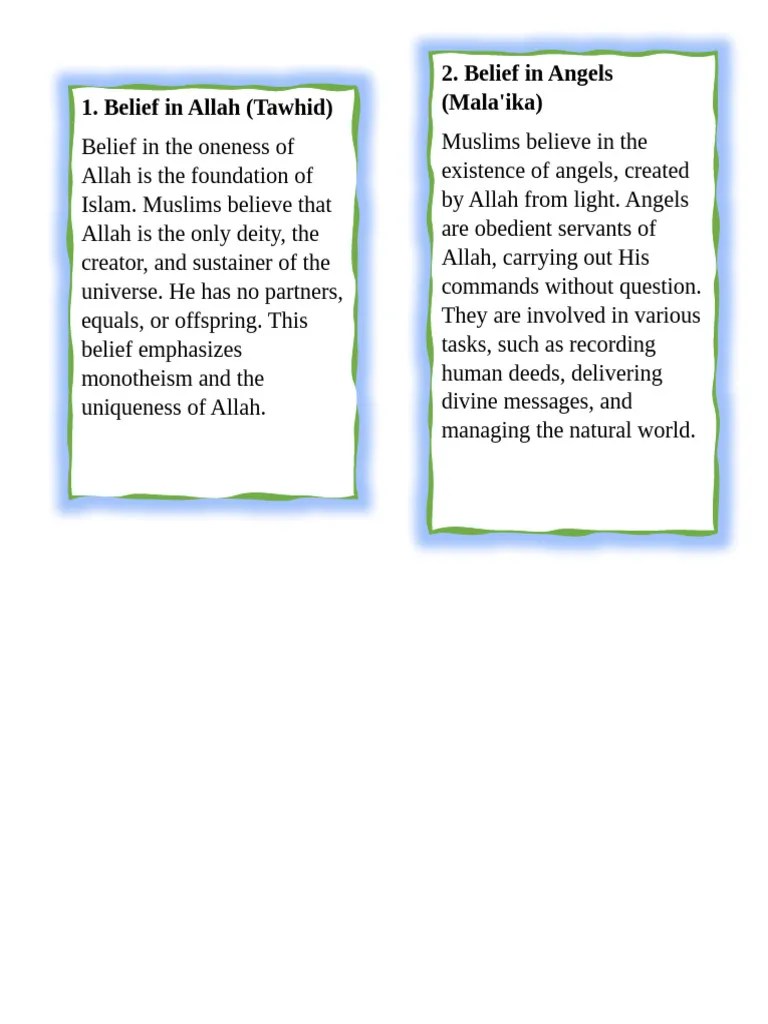 Six Core Beliefs Of Islam Pdf