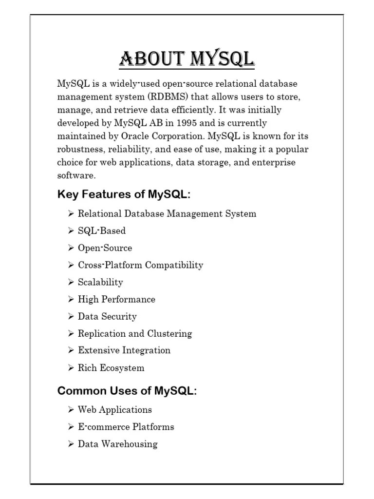 About Mysql | PDF