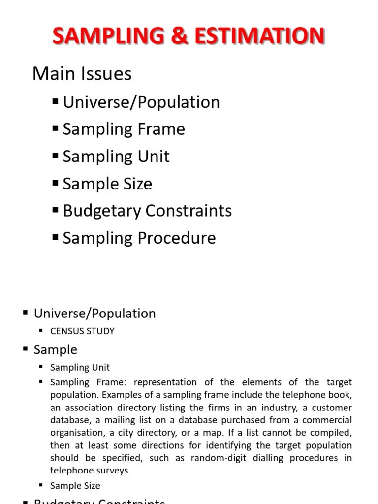 SMA 4.1 Sampling And Estimation | PDF | Sampling (Statistics) | Sample ...