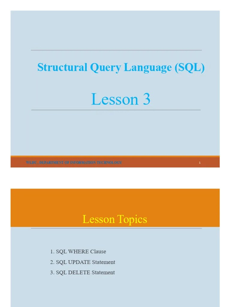 SQL Lesson 3 Tutorial | PDF | Sql | Information Retrieval