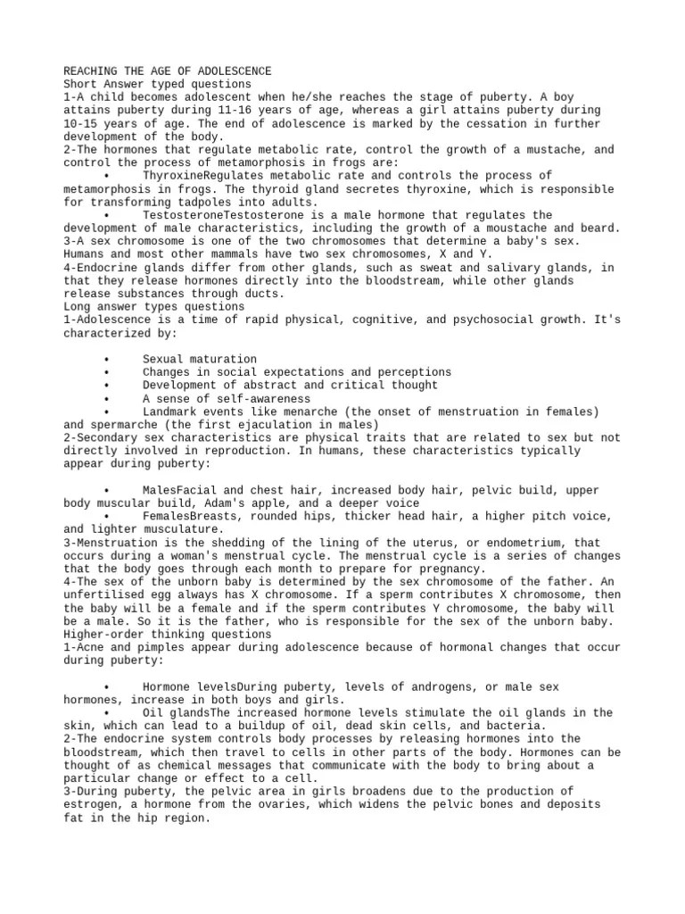 Adolescence In Human | PDF | Puberty | Menstrual Cycle