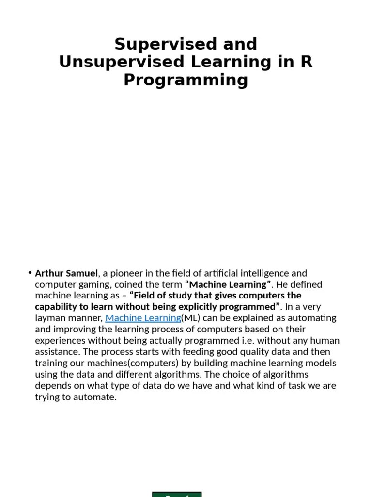 Supervised And Unsupervised Learning In R Programming | PDF | Machine ...