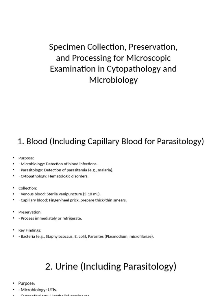 Specimen Collection Processing | PDF