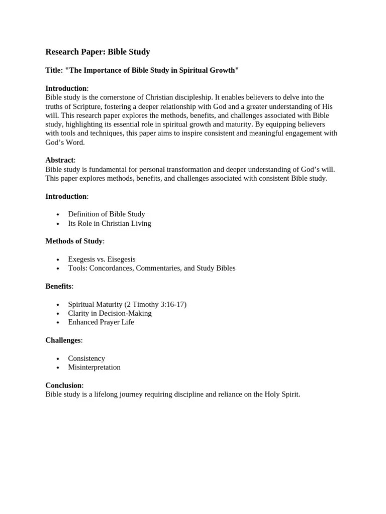 Bible Study S Role In Spiritual Growth Pdf