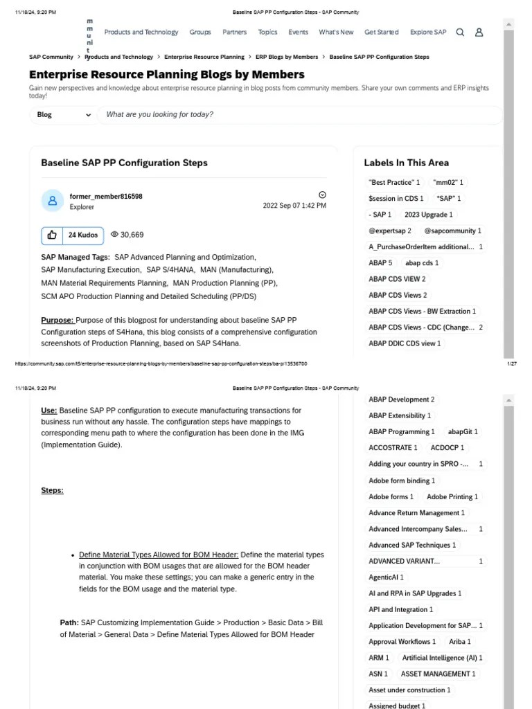 Baseline SAP PP Configuration Steps | PDF | Enterprise Resource ...