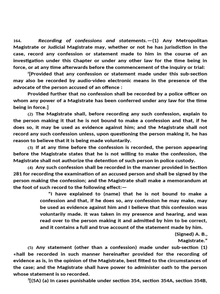 164 Crpc Sn Copy | PDF | Confession (Law) | Political Law