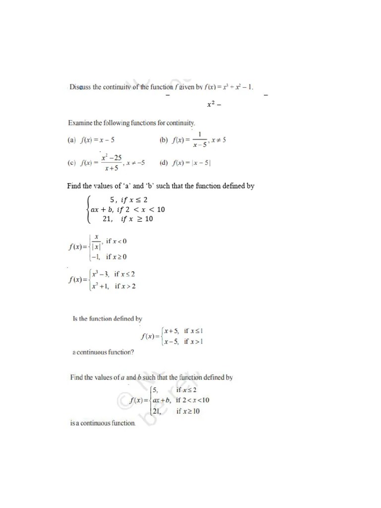 Continuity And Differentiability | PDF | Function (Mathematics ...