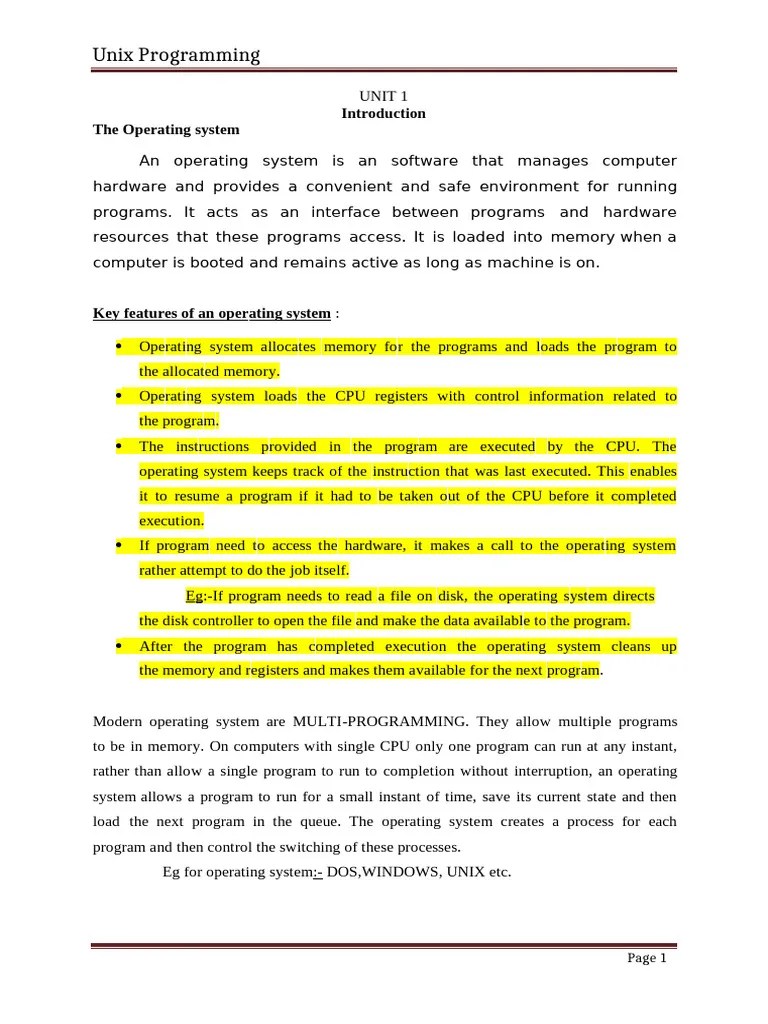 Unix Module 1[1] | PDF | Operating System | Shell (Computing)