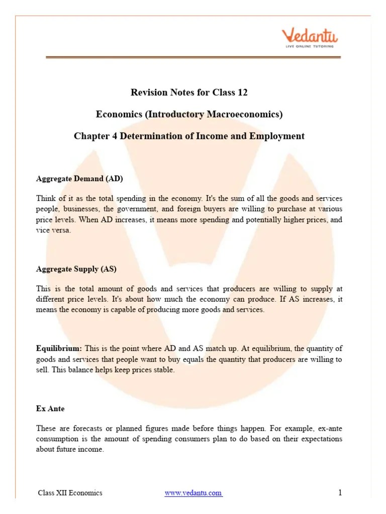 Cbse Class 12 Macro Economics Notes Chapter 4 | PDF | Consumption ...