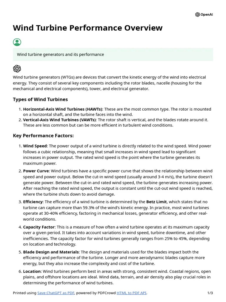 Wind Turbine Performance Overview | PDF | Wind Turbine | Turbine