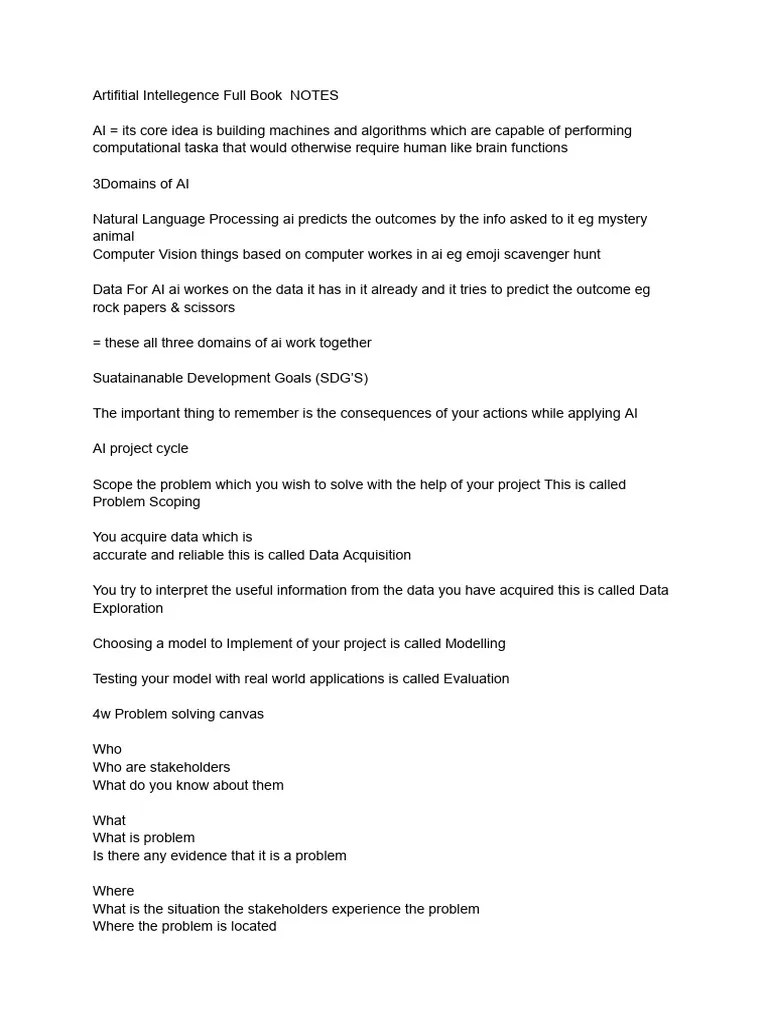 @AI FULL BOOK NOTES | PDF | Artificial Intelligence | Intelligence (AI ...