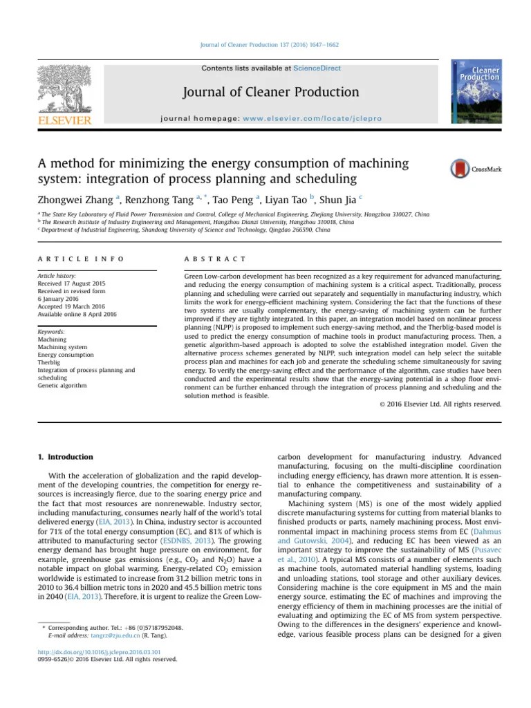 A Method For Minimizing The Energy Consumption Of Machining System ...