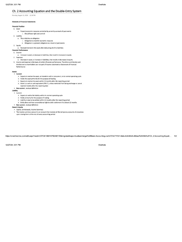 Accounting Equation And Double Entry System | PDF