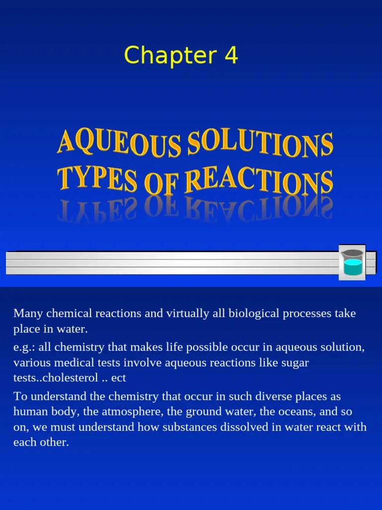 Chapter 4 Reaction In Aq. Solution | PDF | Redox | Properties Of Water