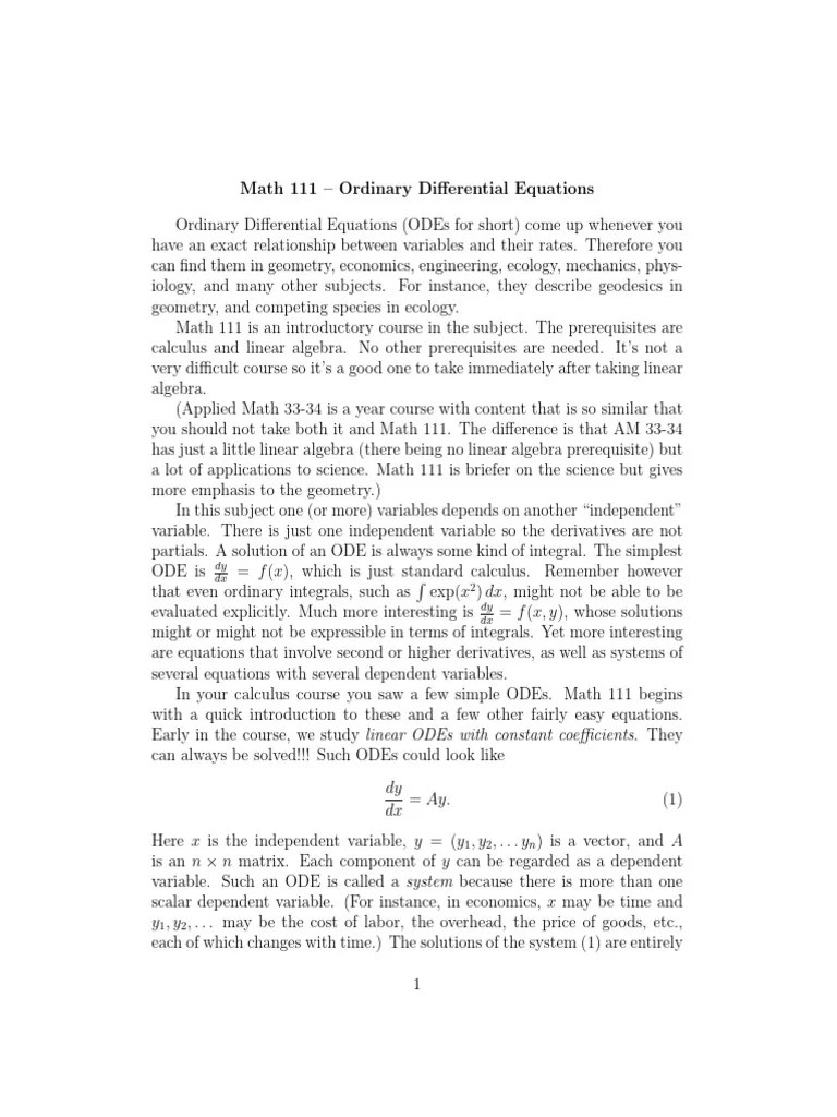 ODE How To Solve | PDF | Ordinary Differential Equation | Equations