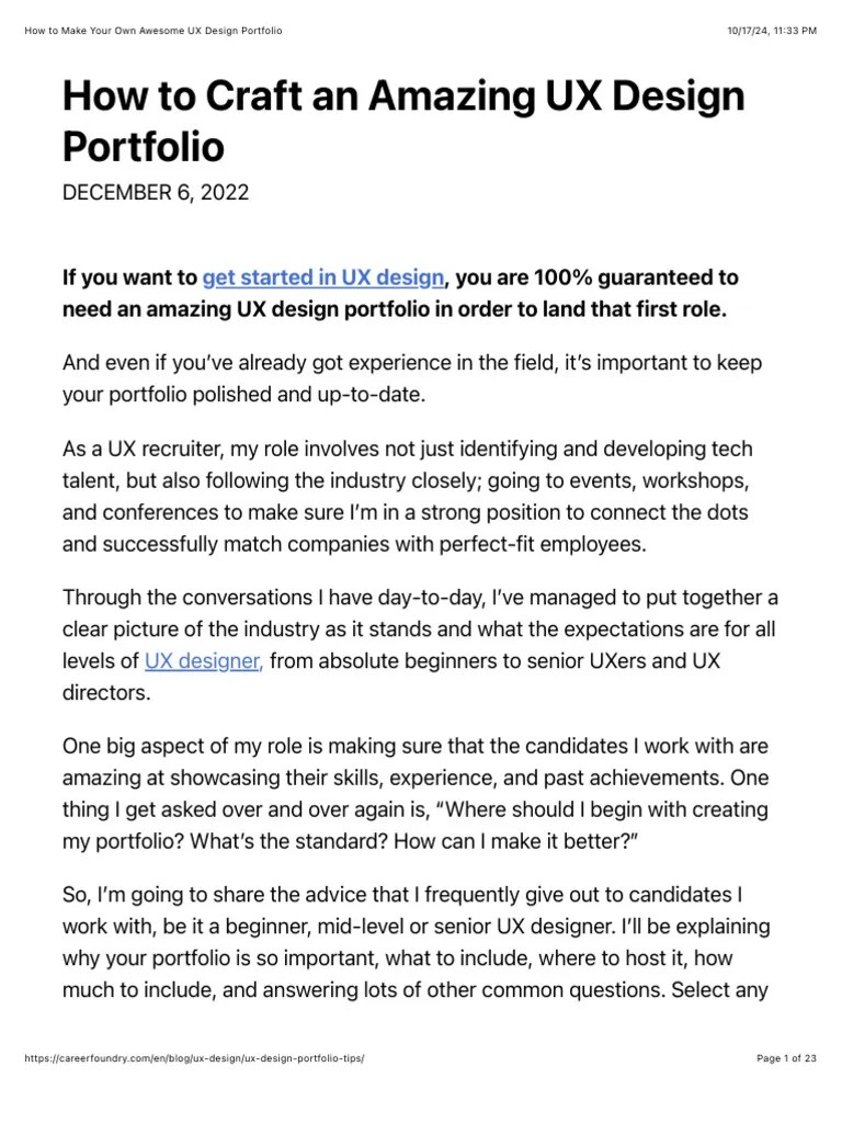 How To Make Your Own Awesome UX Design Portfolio | PDF