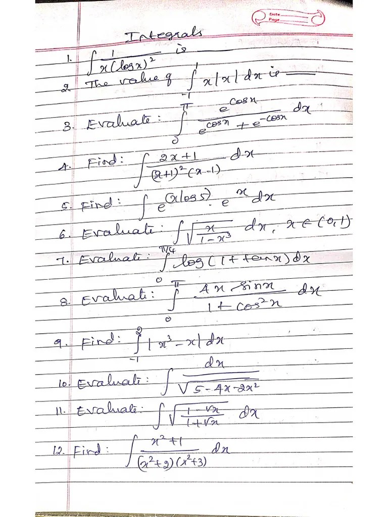 Integrals Pdf