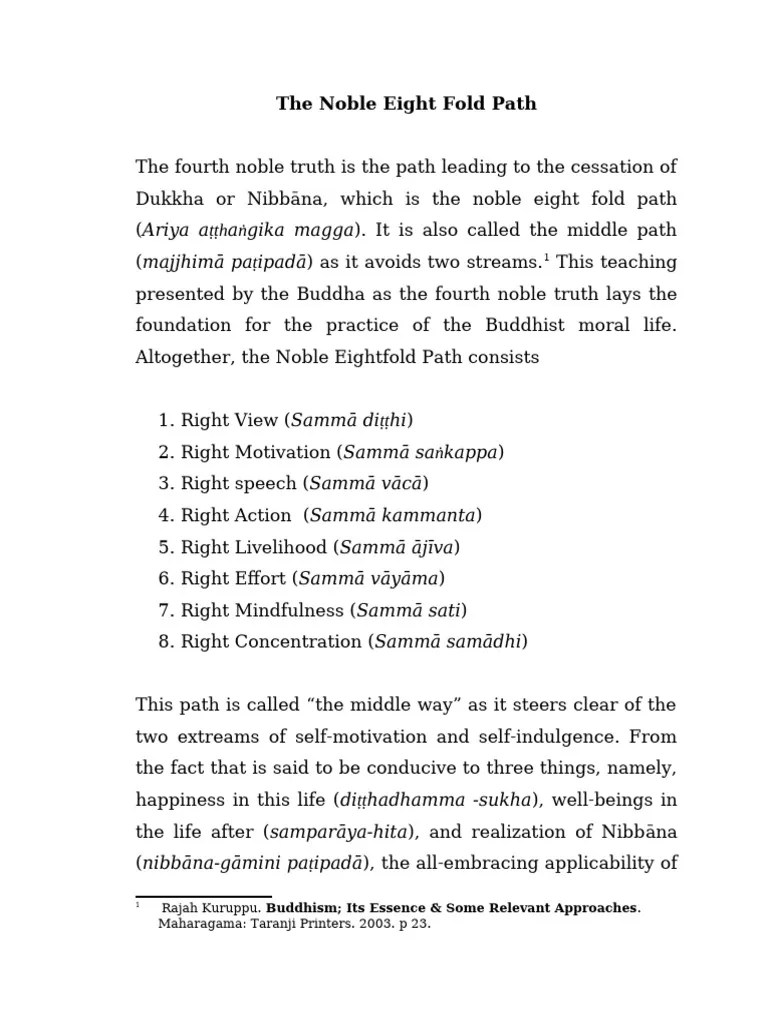 Noble Eightfold Path Explained Pdf Noble Eightfold Path Sati