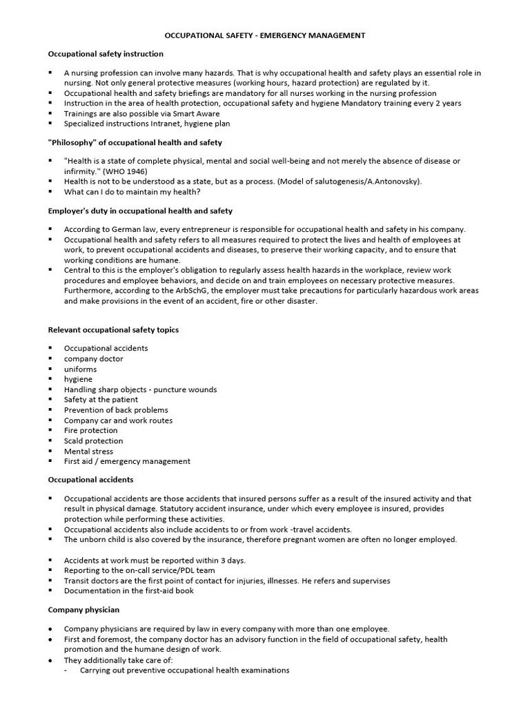 Occupational Safety Pdf Occupational Safety And Health Physical