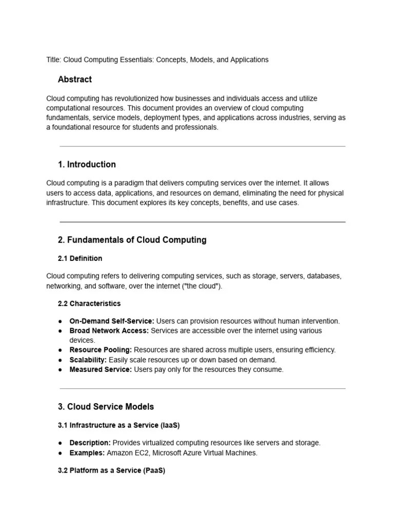 Title - Cloud Computing Essentials - Concepts, Models, And Applications ...
