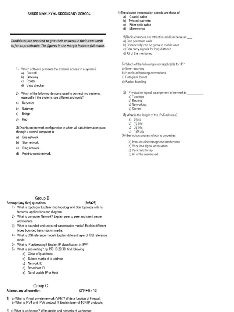 Computer Engineering Class 12 Computer Network 2080 A | PDF | Computer ...