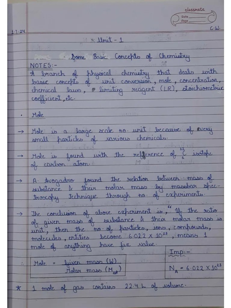 11_Chemistry Unit-1 | PDF