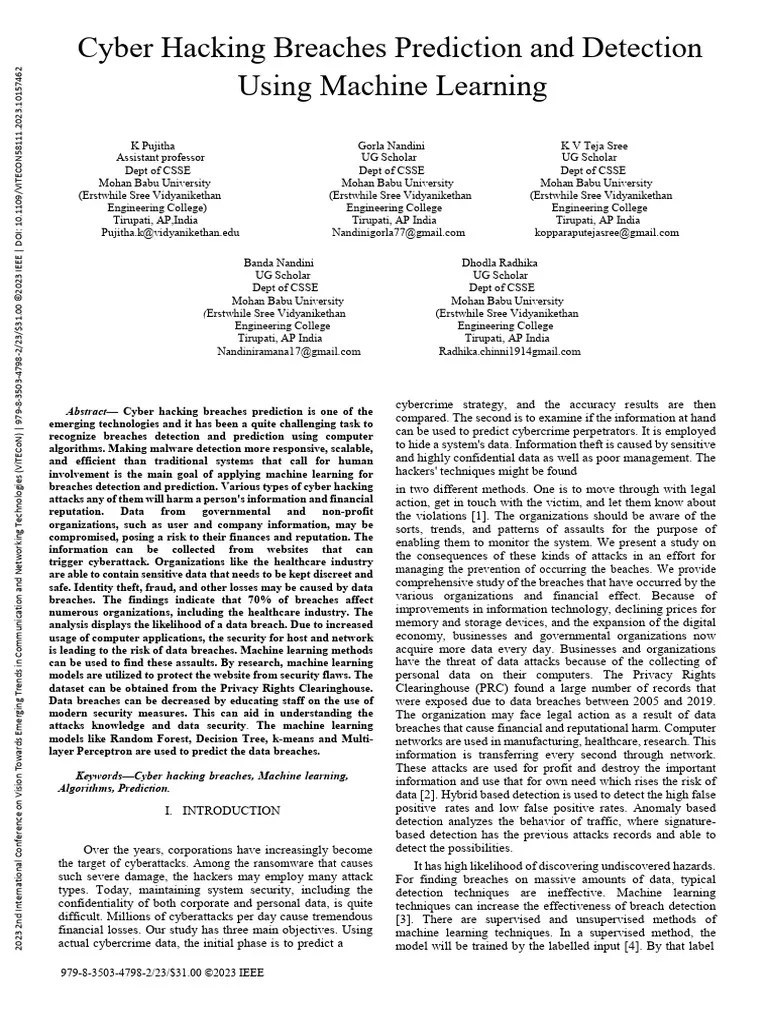 Cyber Breach Detection Via ML | PDF | Computer Security | Security