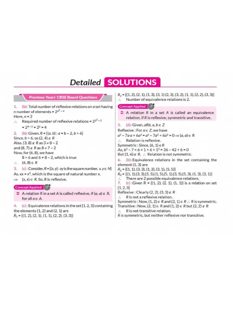 Relations And Functions Solutions (1) | PDF