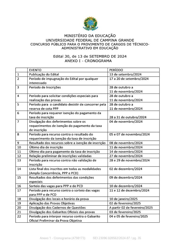 UFCG Cronograma | PDF
