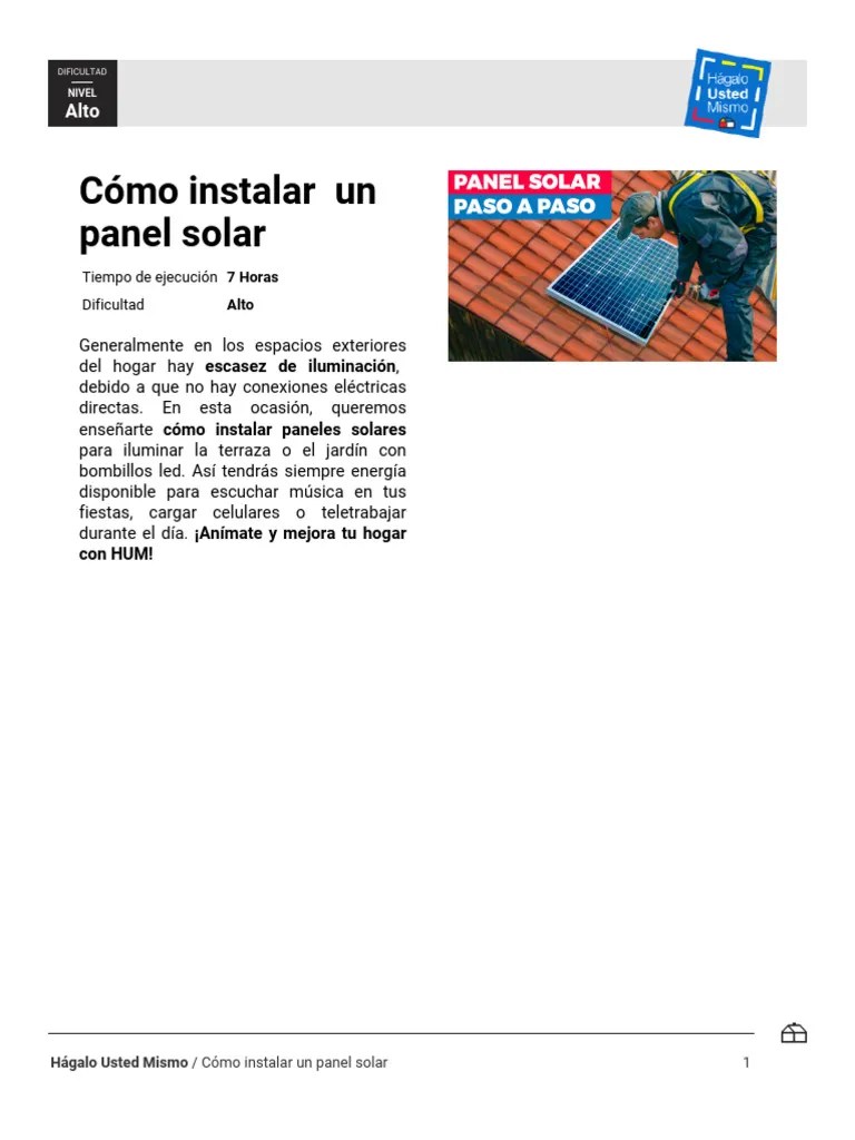 Como-instalar-un-panel-solar | PDF | Panel Solar | Diodo Emisor De Luz