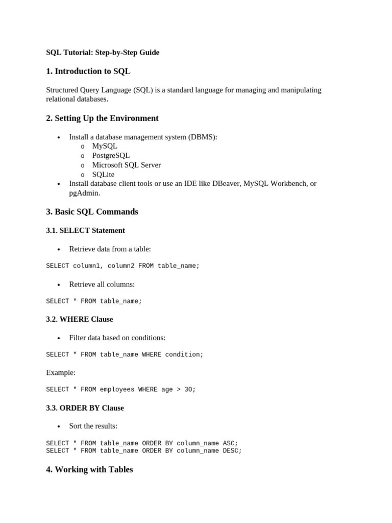 SQL Tutorial | PDF | Sql | Databases