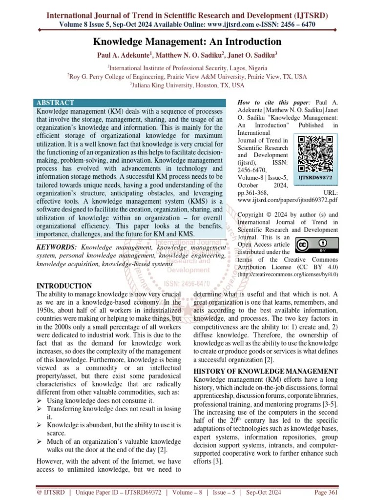 Knowledge Management An Introduction | PDF | Knowledge Management ...