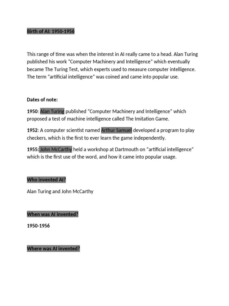 History - Of - Artificial - Intelligence | PDF